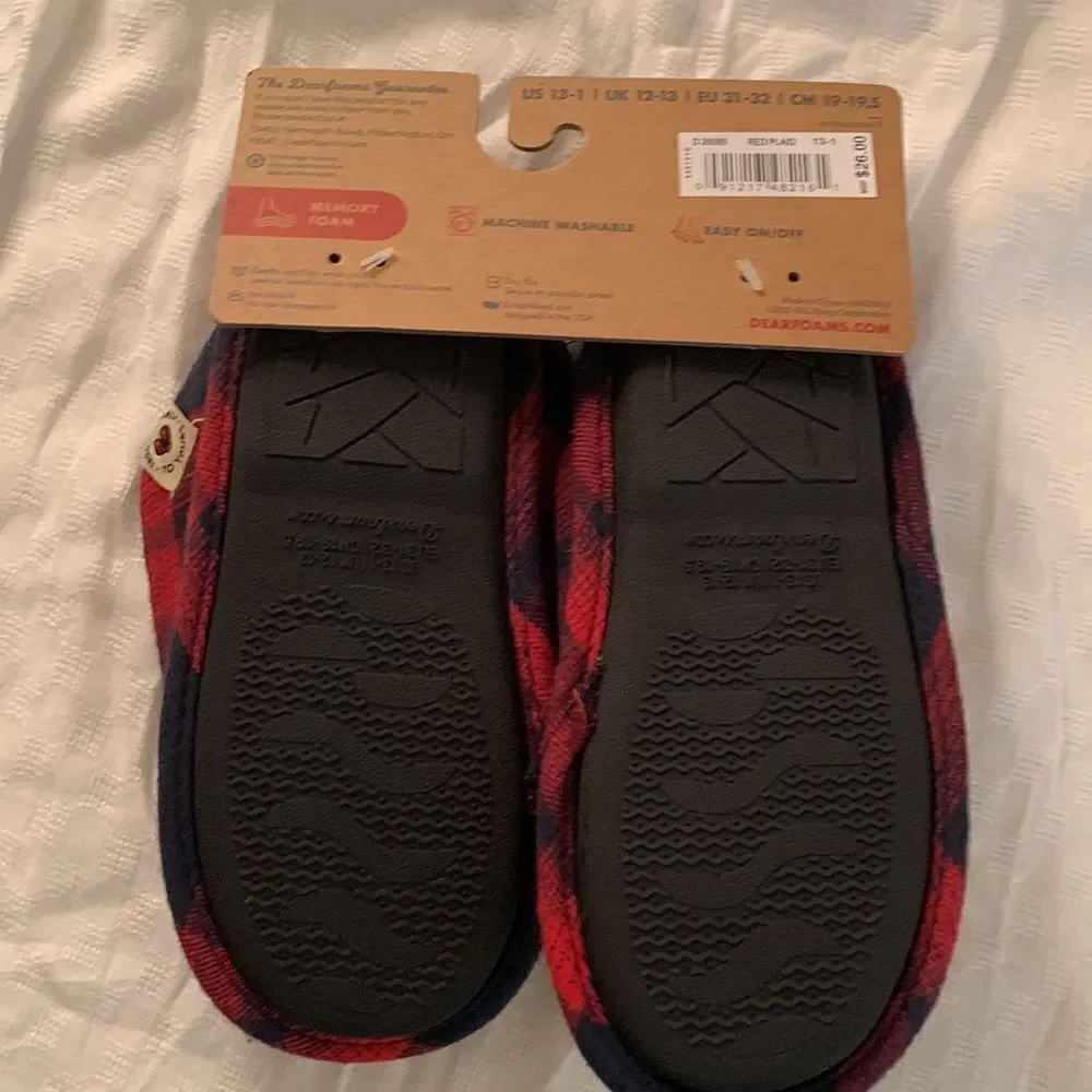 Dearfoams baby bear plaid slippers. Unisex size 13/1